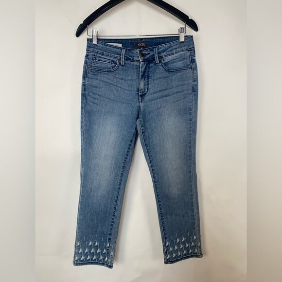 NYDJ Sheri Slim Ankle Palm Dot Embroidery HemJeans - Picture 2 of 15